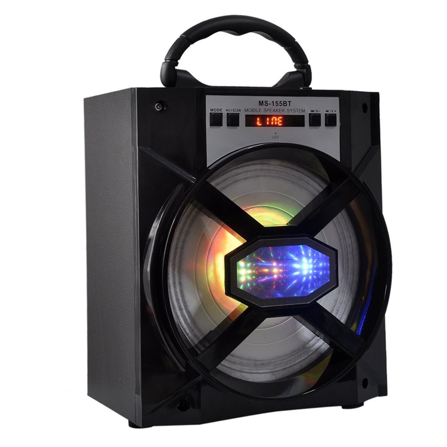 2018 Ms 155bt Big Sound Bluetooth Speaker Led Light Wooden Square