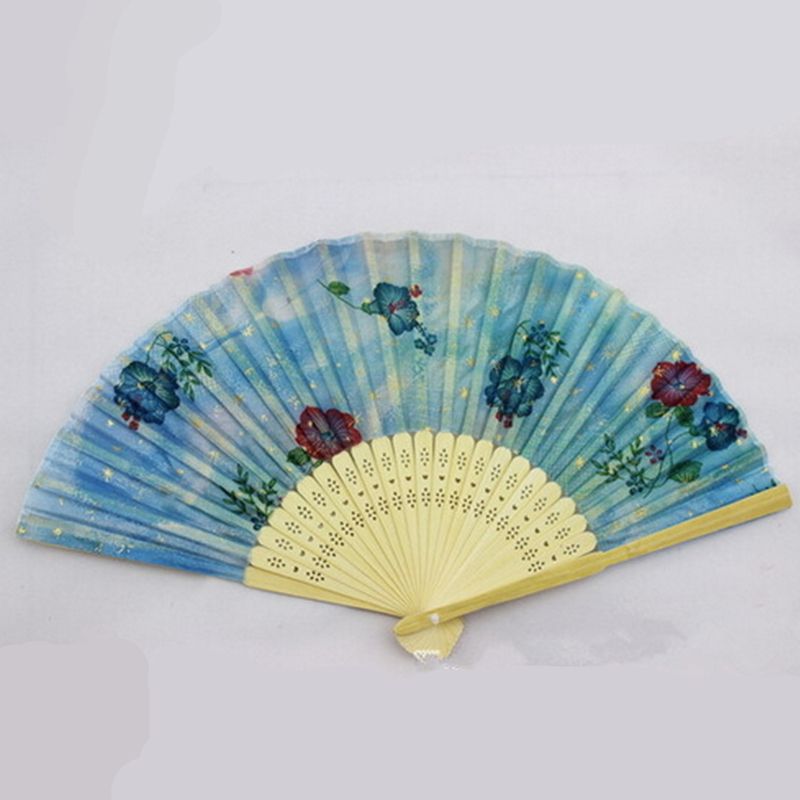 2017 Folding Fans Fashion Flower Printing Hand Design Bamboo Folding