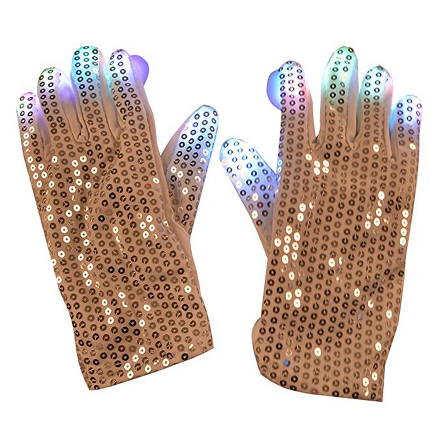 2017 Led Light Up Rave Silver Sequin Gloves Color Changing Led Flashing