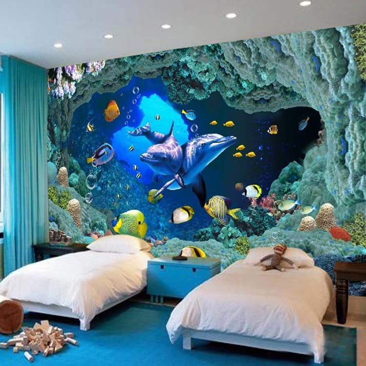 Underwater Wall Mural wholesale-custom mural wallpaper underwater world 3d photo Underwater Wall Mural wholesale-custom mural wallpaper underwater world 3d photo
