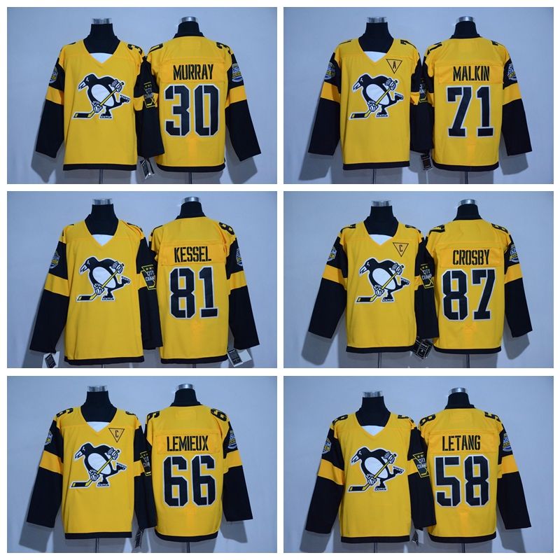 2017 Pittsburgh Penguins 87 Sidney Crosby Yellow 2017 Stadium Series Hockey Jersey New Season
