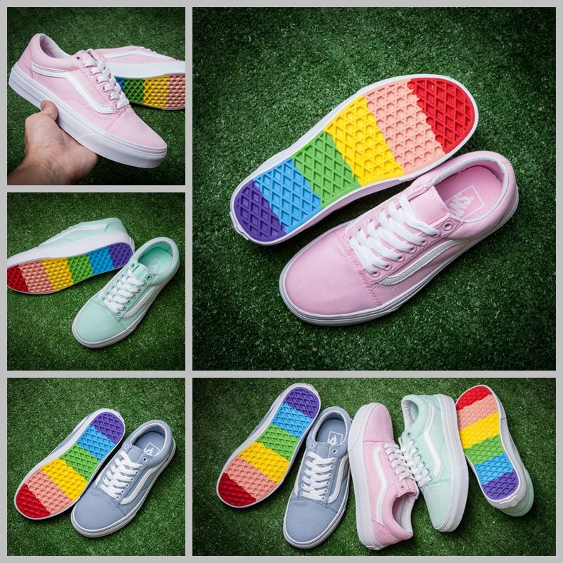 vans rainbow bottom shoes \u003e Clearance shop