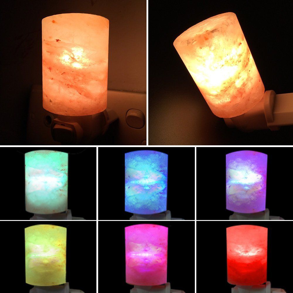 2017 Natural Himalayan Salt Led Night Light Decorative Air Purifier Wall Lamps Cylinder Light ...