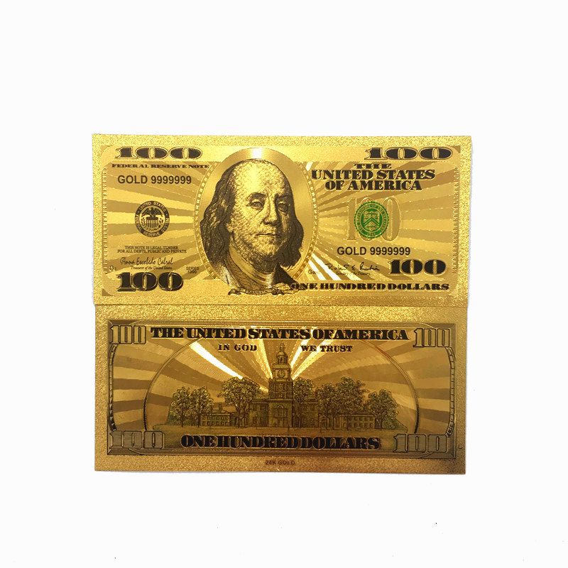 2017 New 24k Gold Foil 100 Commemorative Banknotes Dollar Bills Double