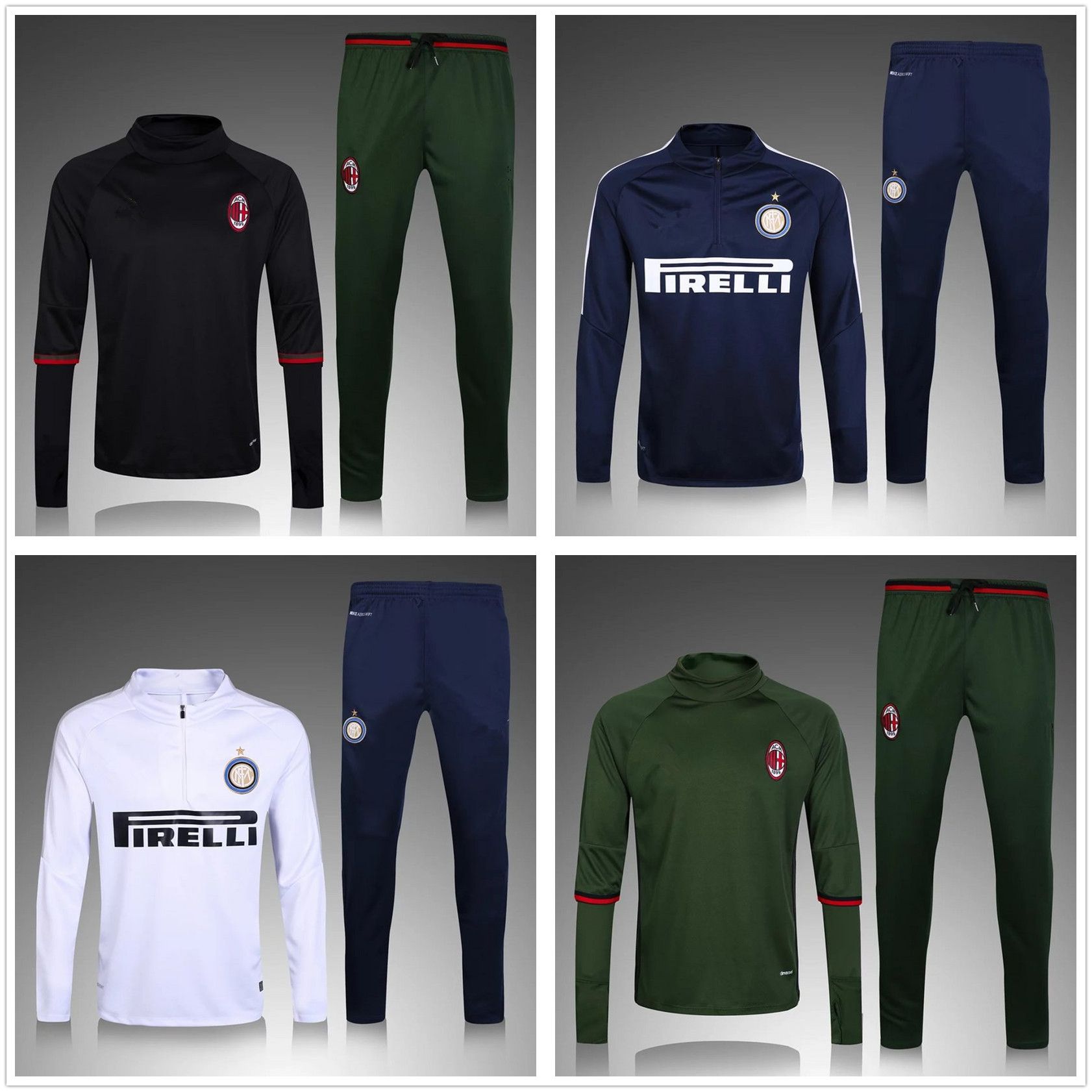 2017 2017 Long Sleeve Ac Milan Tracksuit Jerseys Soccer Sets Jogging