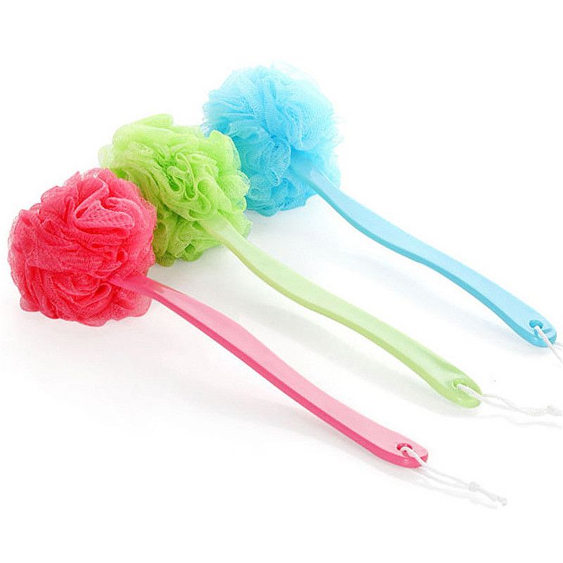2017 Long Handle Bath Shower Body Brush Shower Nylon Mesh Scrubber