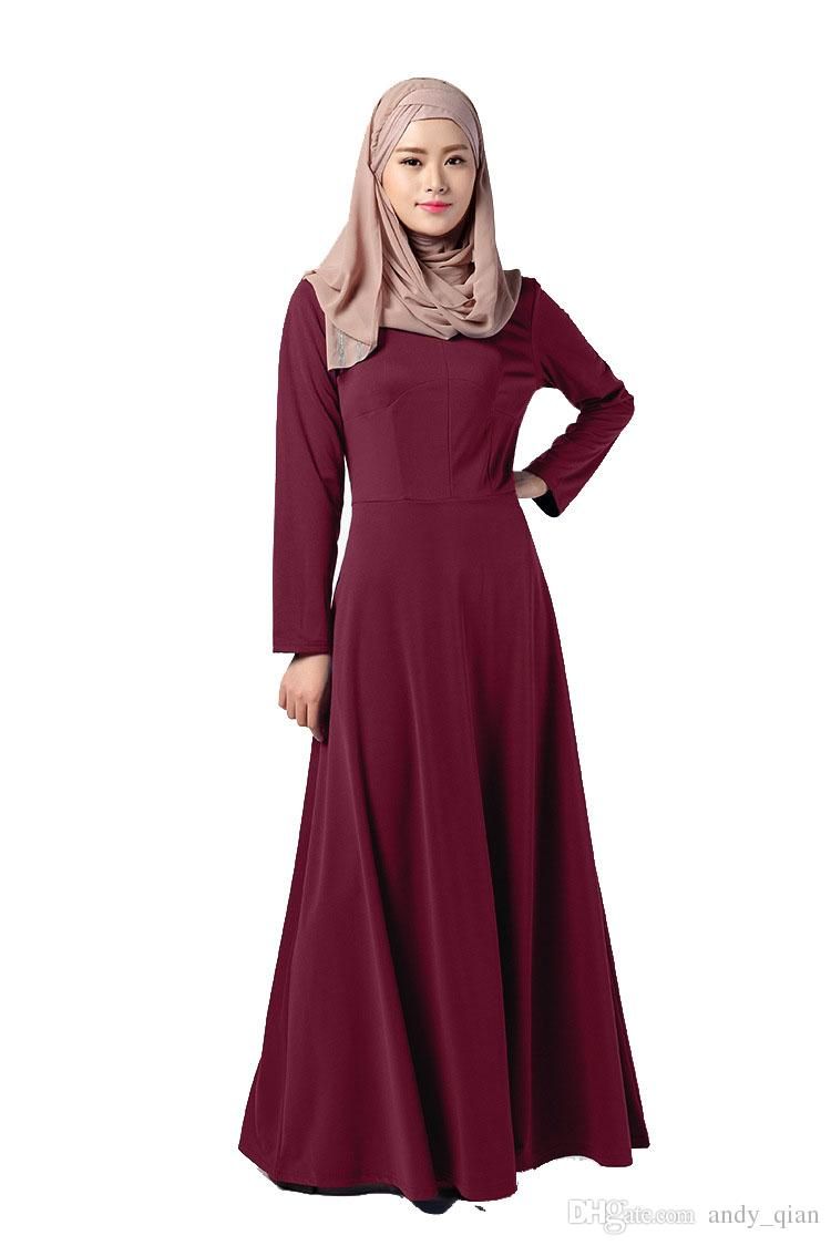 Online Cheap Middle East Women Robes Solid Color Islam Fashion Muslim