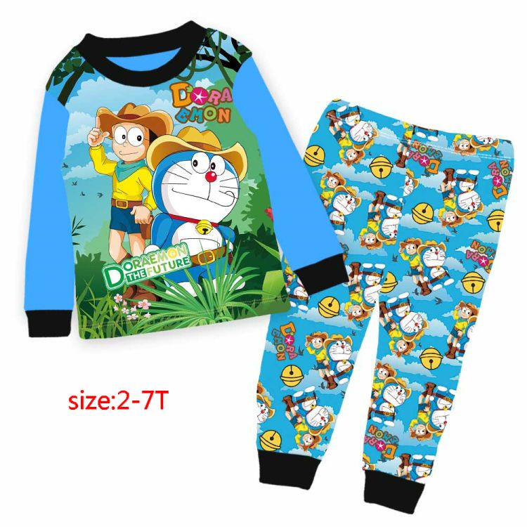 2016 Baby Doraemon Clothes Wholesale Two Piece Cartoon Suit Boys Long
