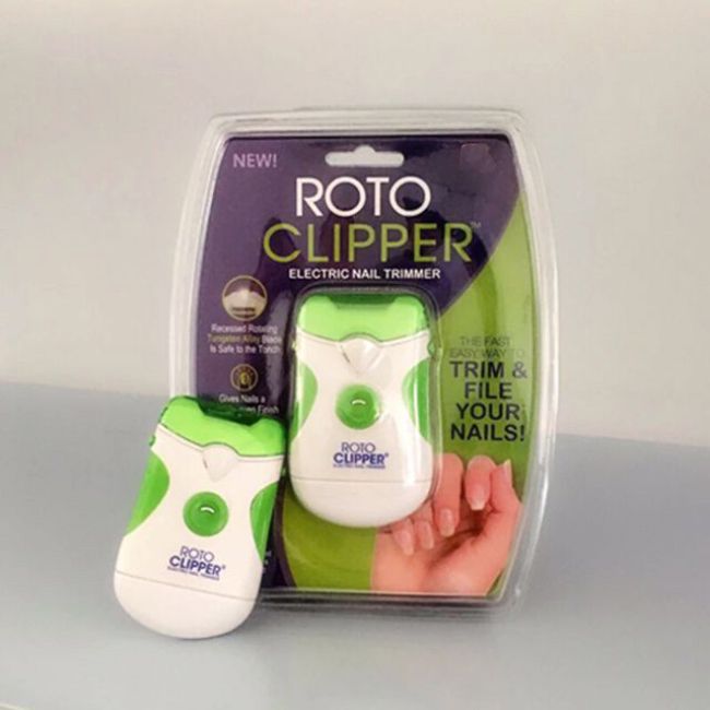 New Roto Clipper Electric Nail Trimmer White/Green Automatic Nail
