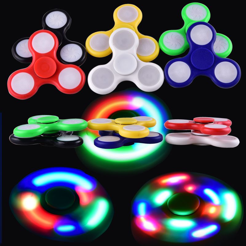 2017 Led Light Up Hand Spinners Fidget Spinner Top Quality Triangle Finger Spinning Top Colorful ...
