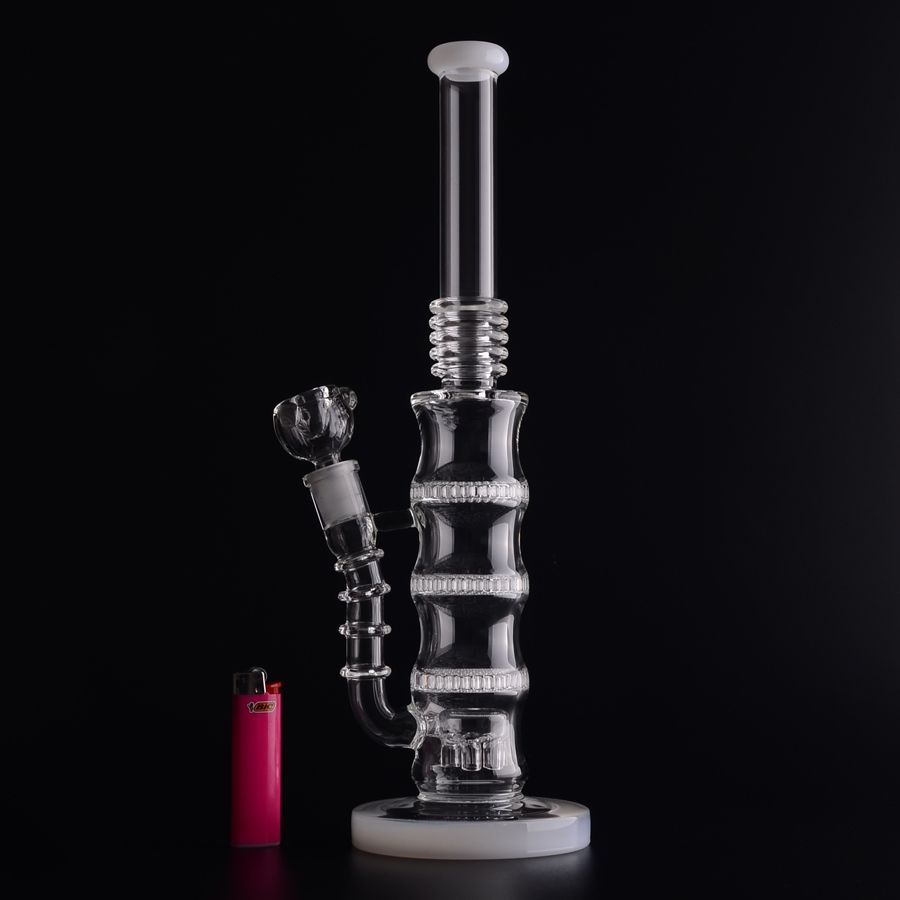 2017 Bamboo Shape Triple Perc Bong 50x5mm Glass Water Pipes
