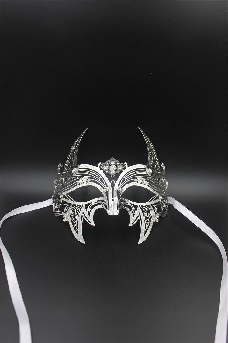 Metal Full Face Skull Mask Men Women Metal Laser Cut Silver Masquerade