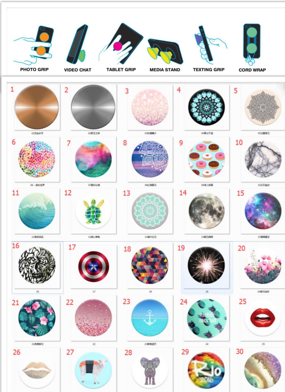 2017 Popsockets Pop Sockets Expanding Stand Grip For Smartphones