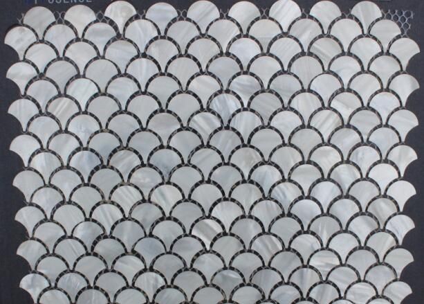 2017 oyester white fish scale fan mosaic backsplash mother of ... White wave backsplash