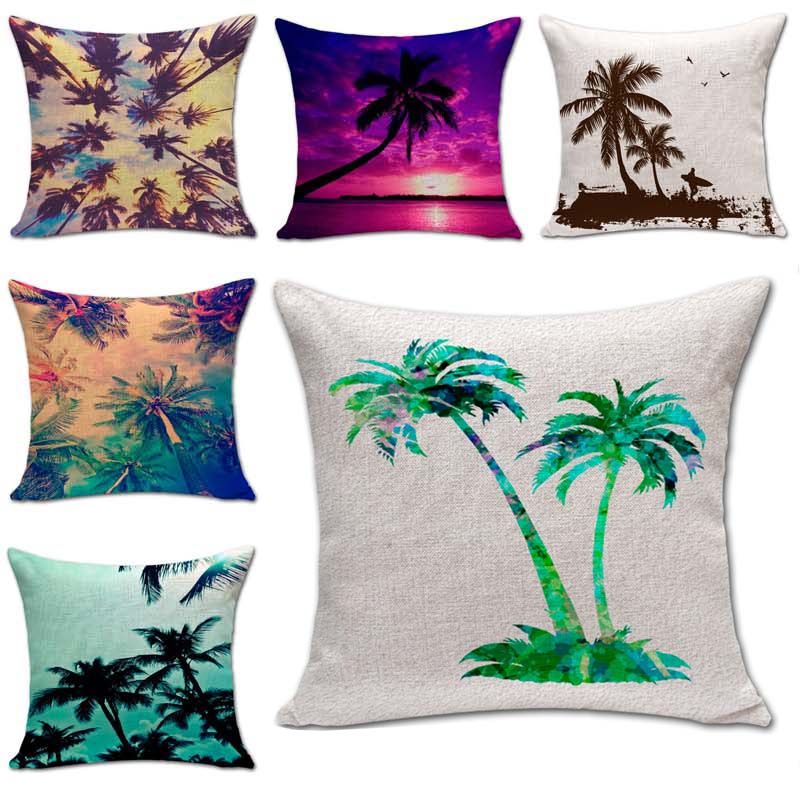 Tropical Hawaii Beach Palm Trees Throw Pillow Cases Cushion Cover
