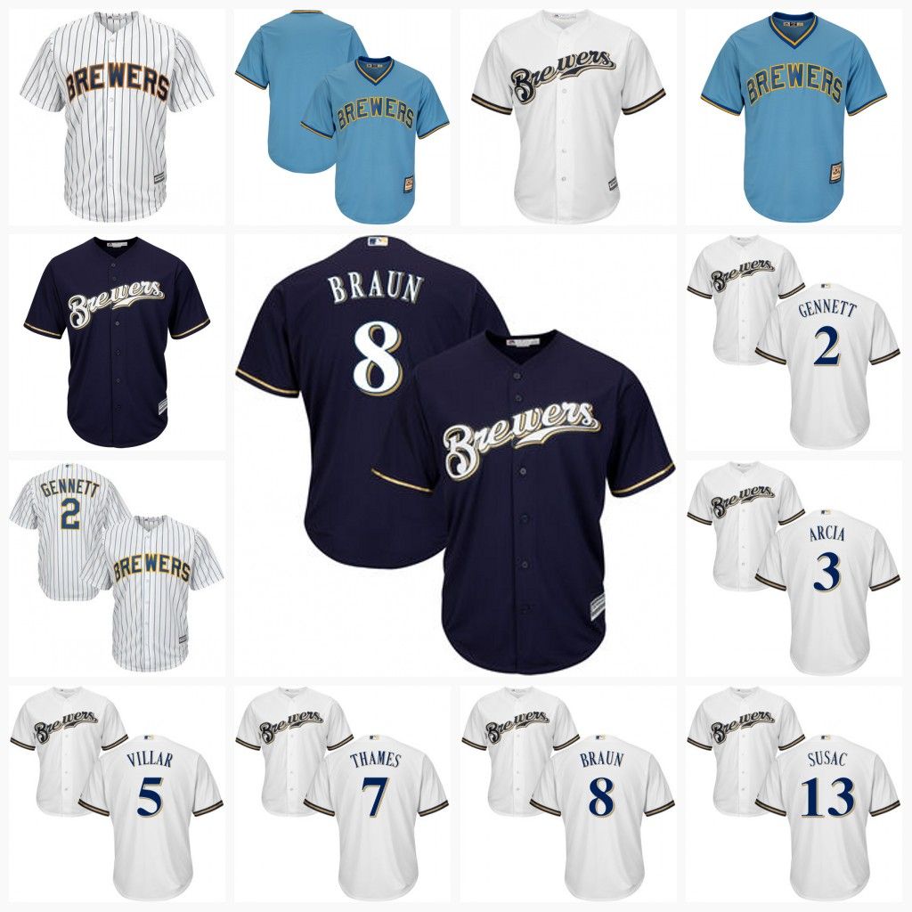 2017 2017 Milwaukee Brewers Jersey 2 Scooter 3 Orlando Arcia 5