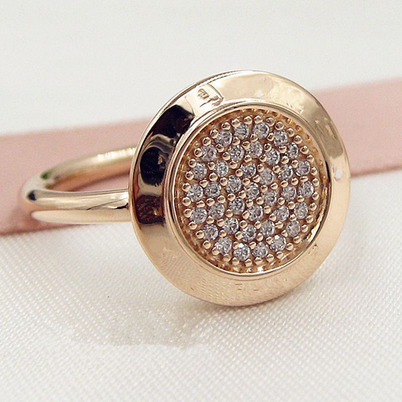 Spring European Pandora Style Rose Gold Plated Signature Ring With Clear Cz Fashion Jewelry Women Spring European Pandora Style Rose Gold Plated Signature Ring With Clear Cz Fashion Jewelry Women
