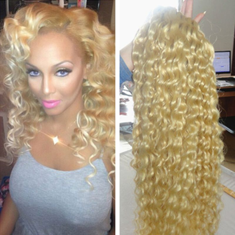 Cheap Blonde Brazilian Malaysian Hair Weave Deep Curly Wave