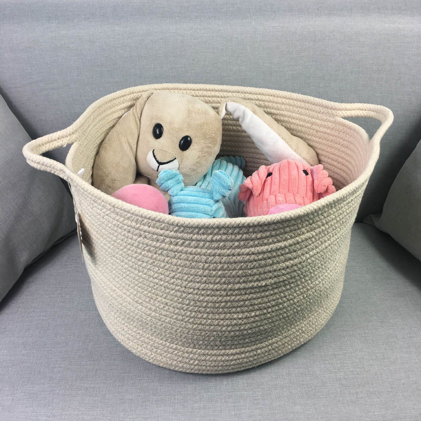 2017 Cotton Rope Storage Baskets With Handles Soft Durable Toy Storage