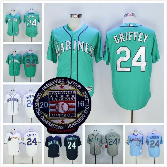 2017 Throwback Ken Griffey Jr Jersey 24 Seattle Mariners 2016 Hall Of