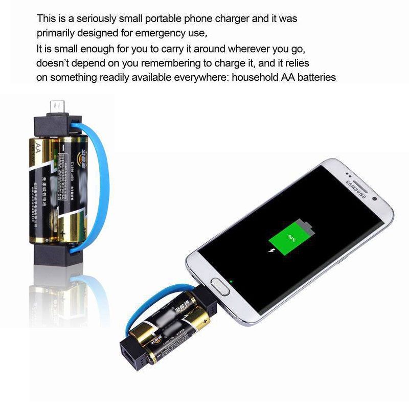 Smallest Portable Phone Charger Emergency Dry Cell Phone Charger Aa