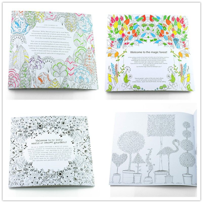 PrettyBaby Secret Garden Coloring Book Painting Drawing 24 Pages Animal Kingdom Enchanted Forest Relieve Stress For Children Adult Online With