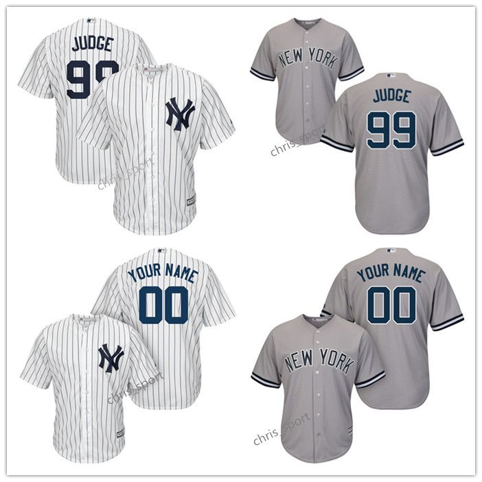 2017 Men'S Custom New 99 Aaron Judge Jersey Majestic Home White /Gray