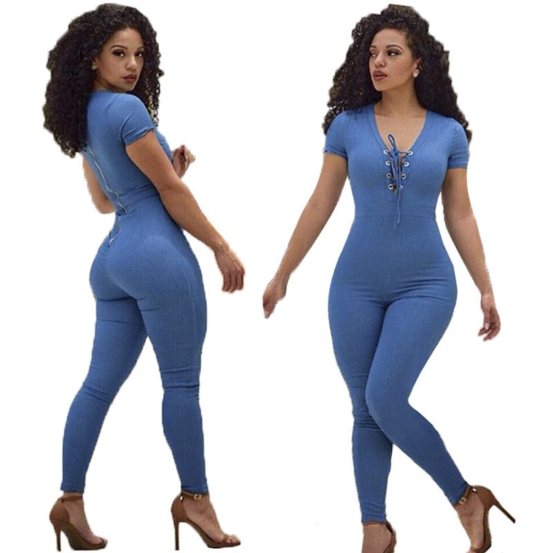 tight blue jumpsuit