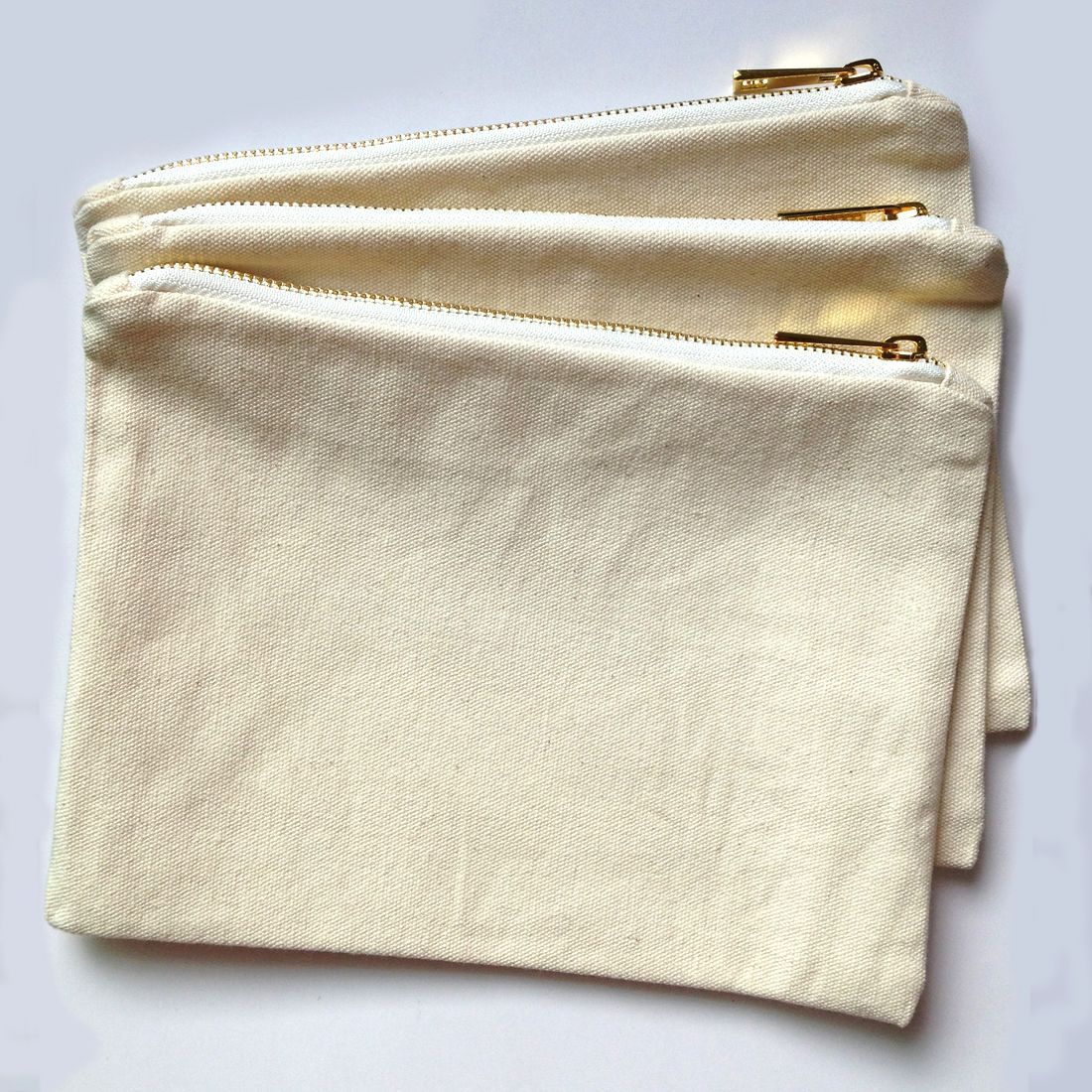 12oz Natural Cotton Cream Color Canvas Makeup Bag with Matching Color Lining Blank 7x10in ...