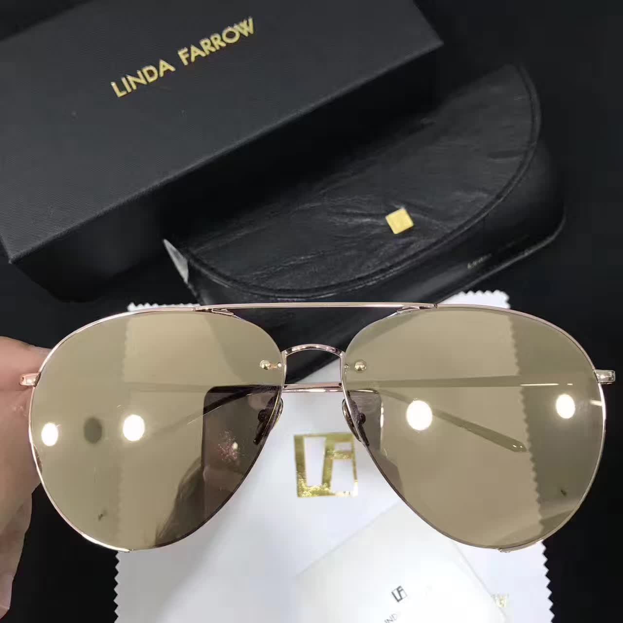 Linda Farrow Luxe Lfl624 Aviator Sunglasses Gold Mirror Luxury Unisex