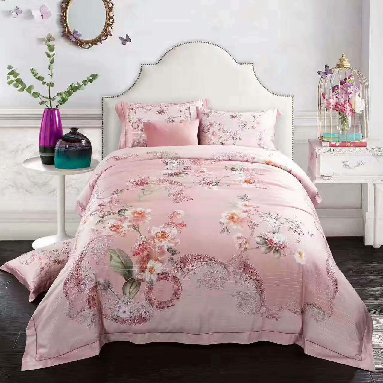 China / South Korea Bedding 100 Silk Silk Purple Embroidered