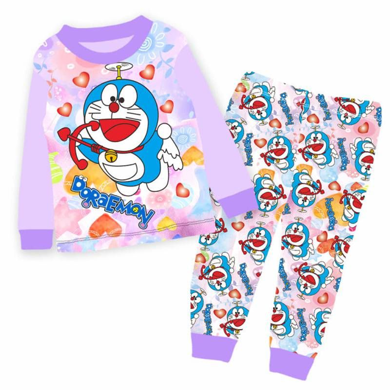2016 Baby Doraemon Clothes Wholesale Two Piece Cartoon Suit Boys Long
