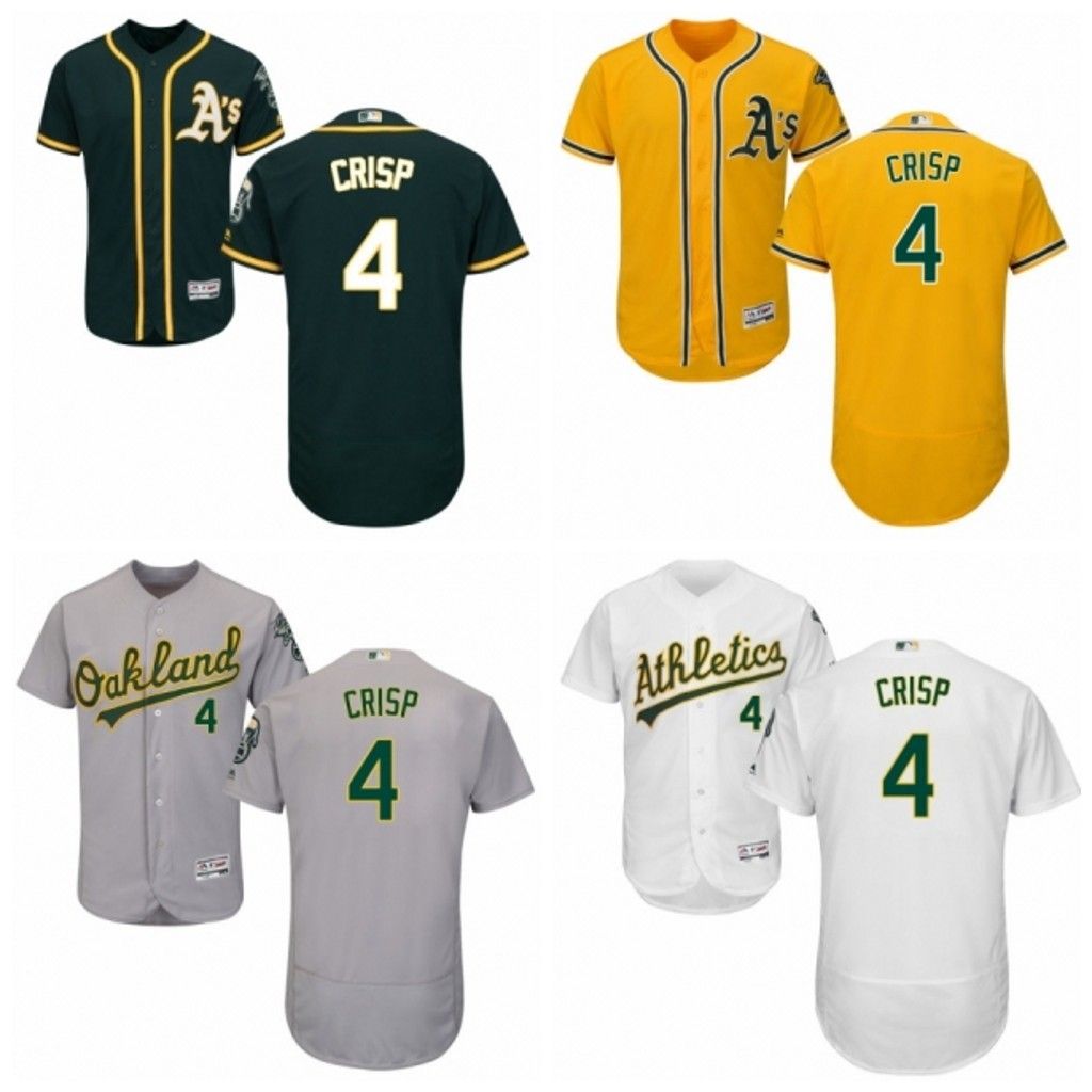 2017 Men'S Coco Crisp Authentic White Green Yellow Grey Majestic Jersey