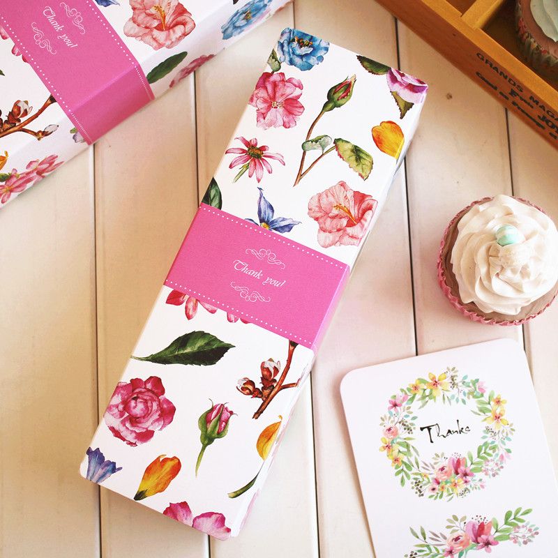 Flower Long Paper Box Swiss Roll Cake Boxes Cookie