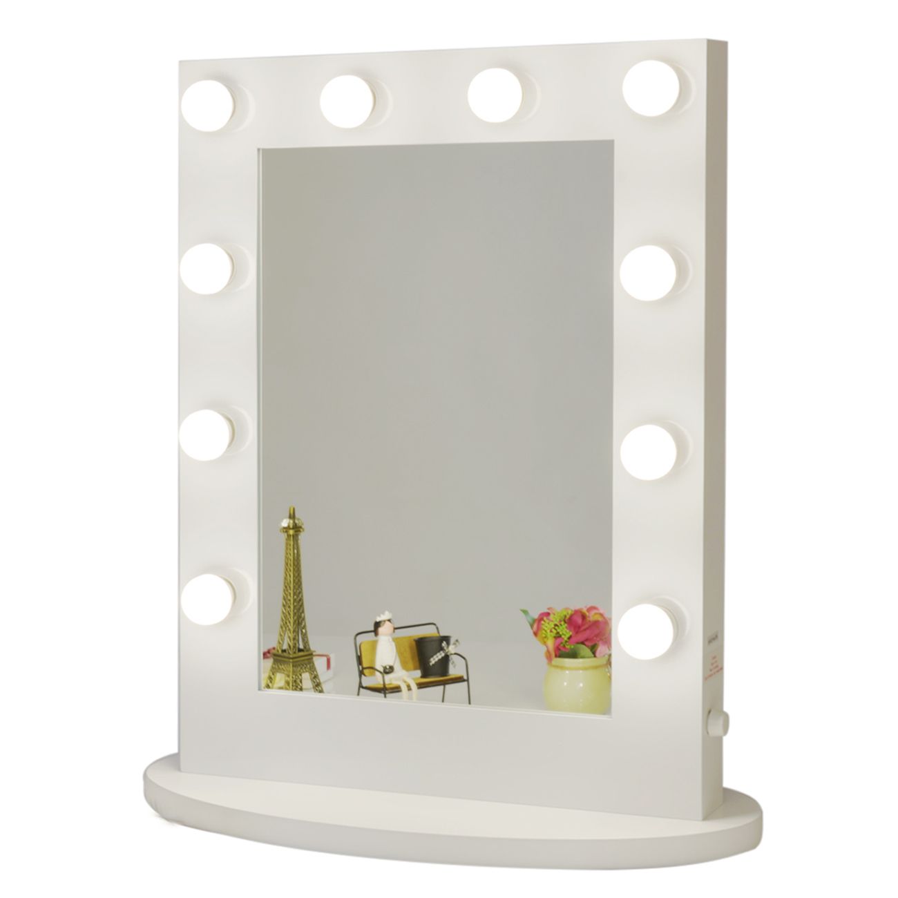 White Vanity Lighted Hollywood Makeup Mirror With Dimmer Stage Beauty