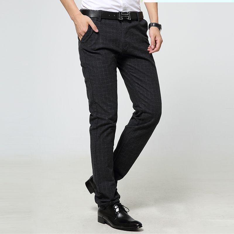 Business casual pants men Dress pants in a lighter color and khakis are also options for a business casual environment. Less formal ties and a sports coat are also proper choices where business casual is the norm. This is a good example of appropriate business casual dressing for men and women. 04 Business Casual for a Woman BJI/Blue Jean Images/Getty Images.