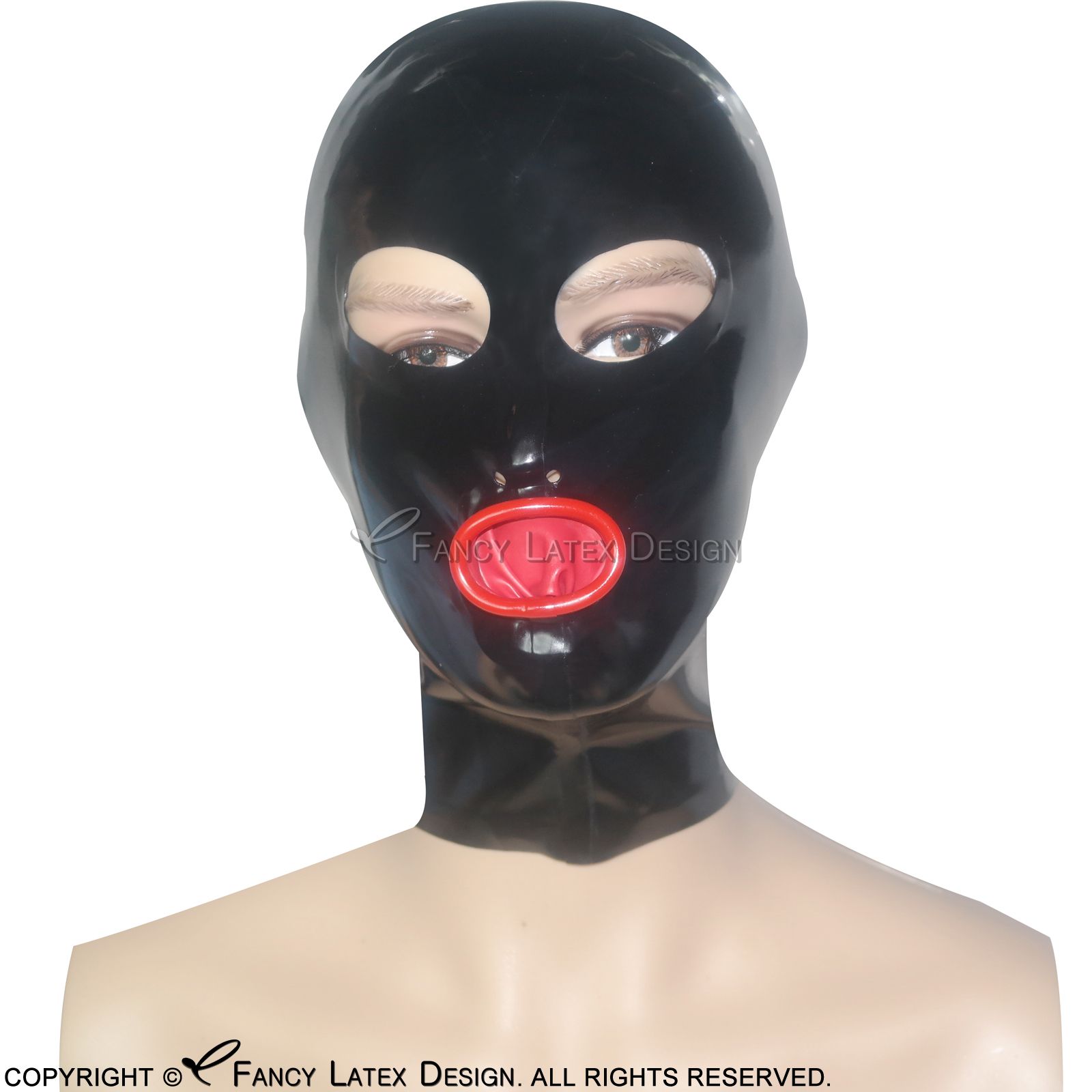 2017 Black Sexy Latex Hood With Mouth Condom Zip At Back Open Eyes Nose 