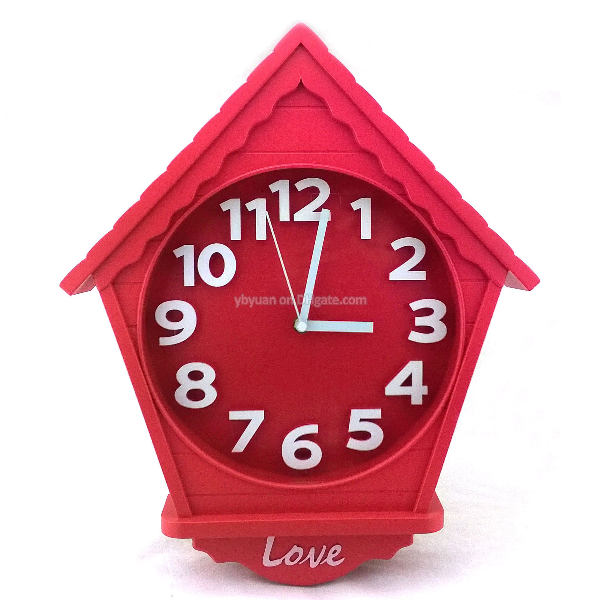 House Shape Wall Clock Decorative Cabin Type Timepiece Creative Living