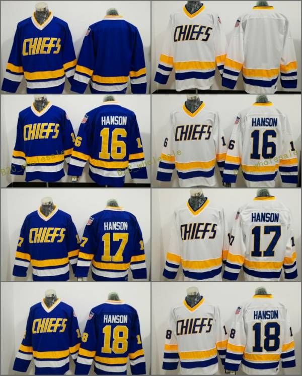 2017 Stitched Nhl Charlestown Chiefs Blank 16 Hanson 17 Hanson 18