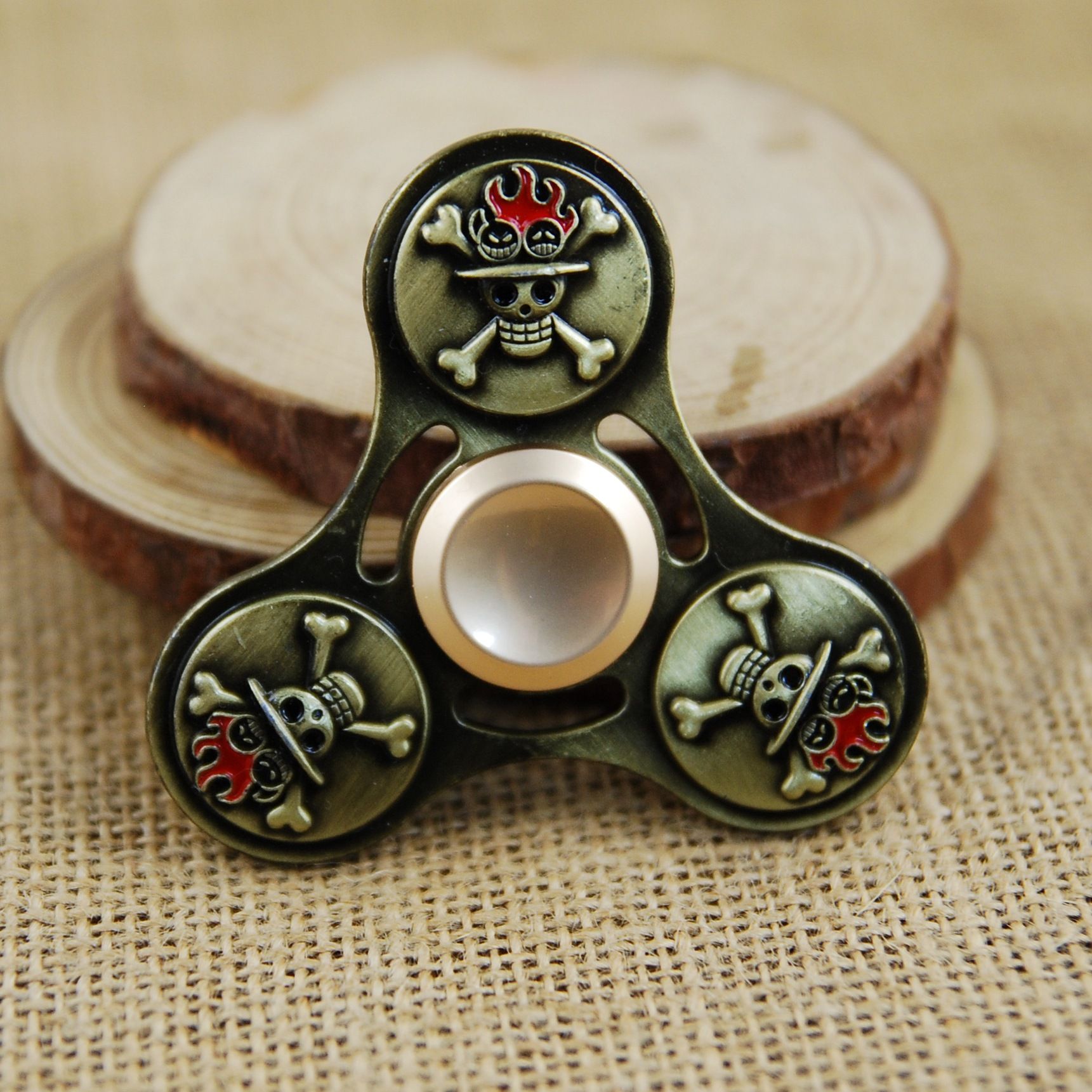 Fidget Skull Fidget Spinner Metal Spinning Top Triangle Round Head