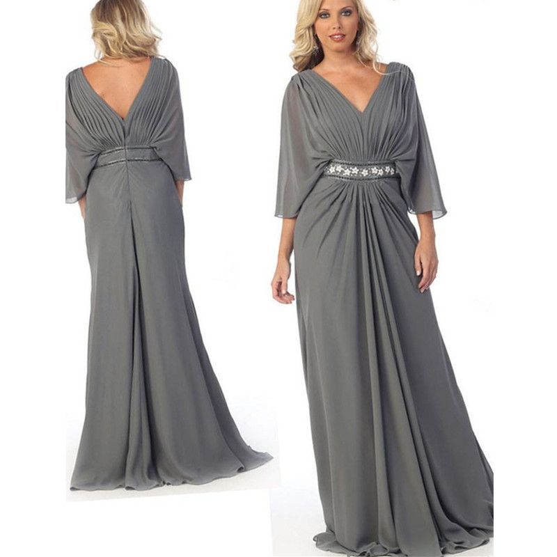 Plus Size Silver Mother Of The Bridal Dresses With Three