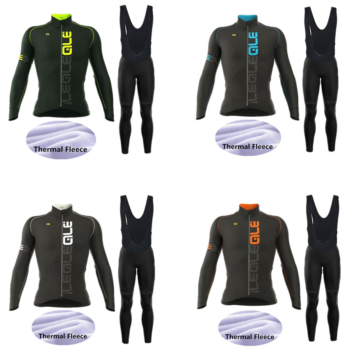 2017 New! Ale Team Men'S Winter Thermal Fleece Cycling Jersey Set. Long