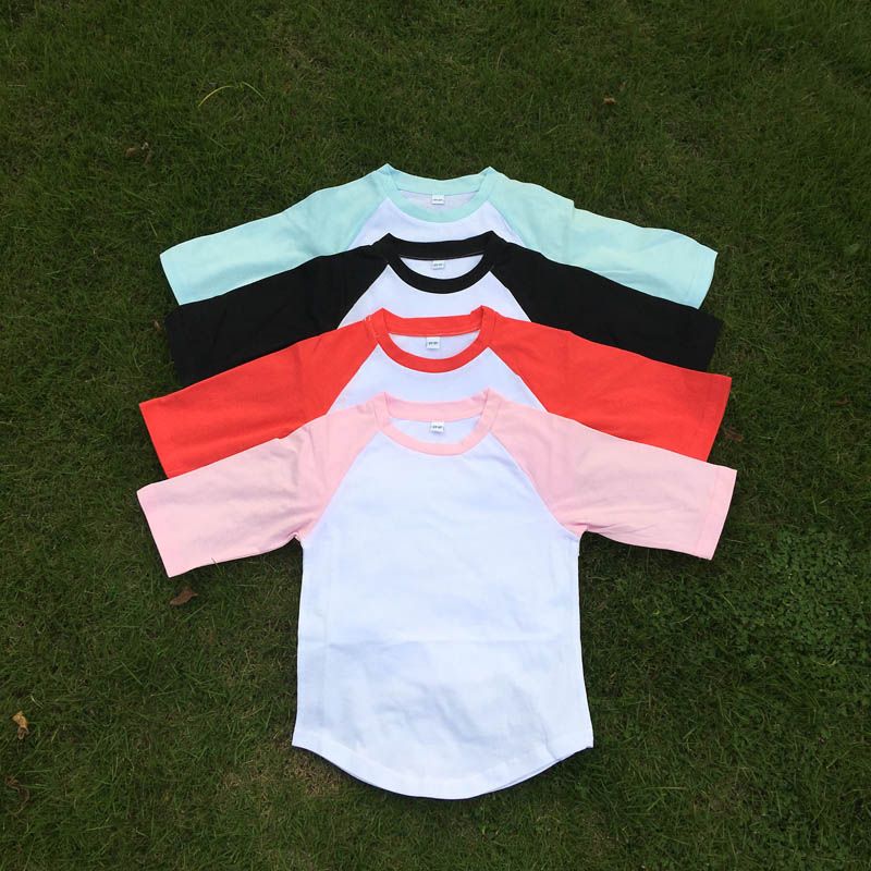 Wholesale Blanks 100 Cotton Baby Tshirt Color Block Patchwork Reglan