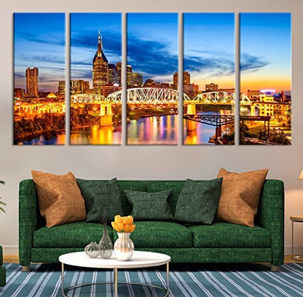 2017 Nashville City Skyline Art Canvas Print Tennessee Downtown Skyline