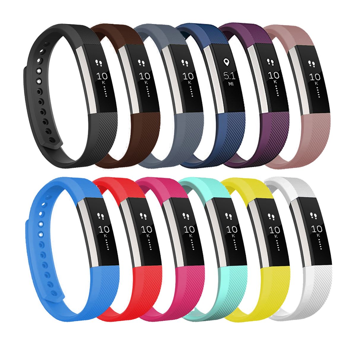 Fitbit Alta Band 12 Pack Classic Colors Small/Large Tpe Bracelet Strap Replacement Band For