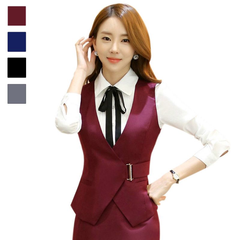 2018 Hot Sales Women Vest Elegant Lady Work Uniform Business Office Formal Waistcoat Spring ...