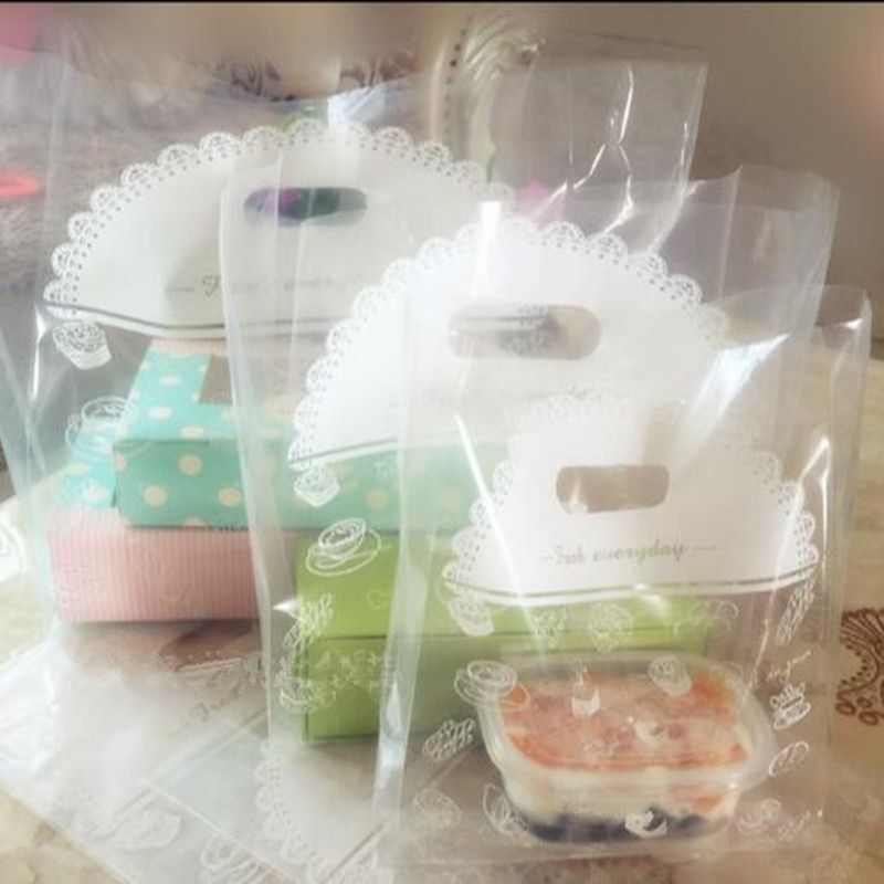 Clear Plastic Bags with Handle Cake Food Packaging Bag with Handles Clear Gift Bags with Handle ...