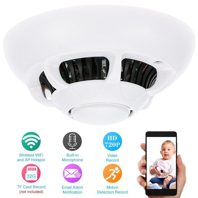 Wifi P2p Hidden Camera Smoke Detector Spy Cam With Motion Detect Video