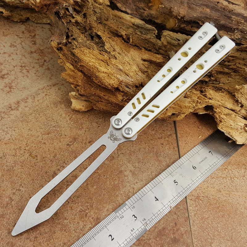 Theone Brs Replicant Balisong Butterfly Knife White G 10 Gold Titanium