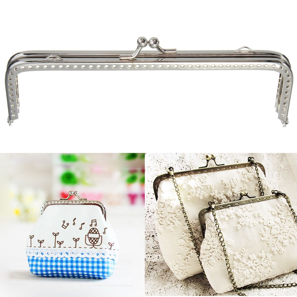 2017 Metal Silver Purse Frame Handles Purse Clasp Diy Handbag Holder Accessories For Bagbag ...